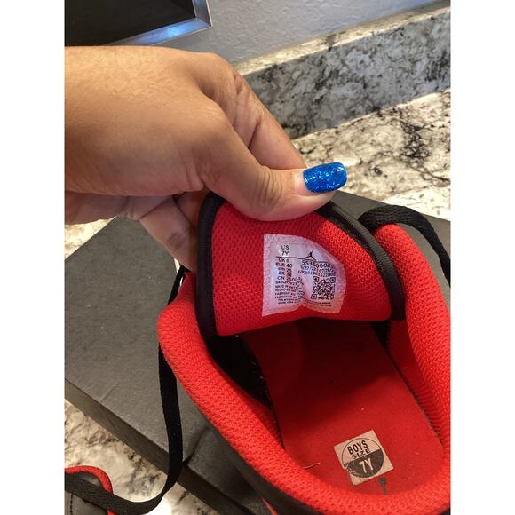 air jordan 1 low black fire red white tennis shoes sneakers 7Y - Picture 6 of 11